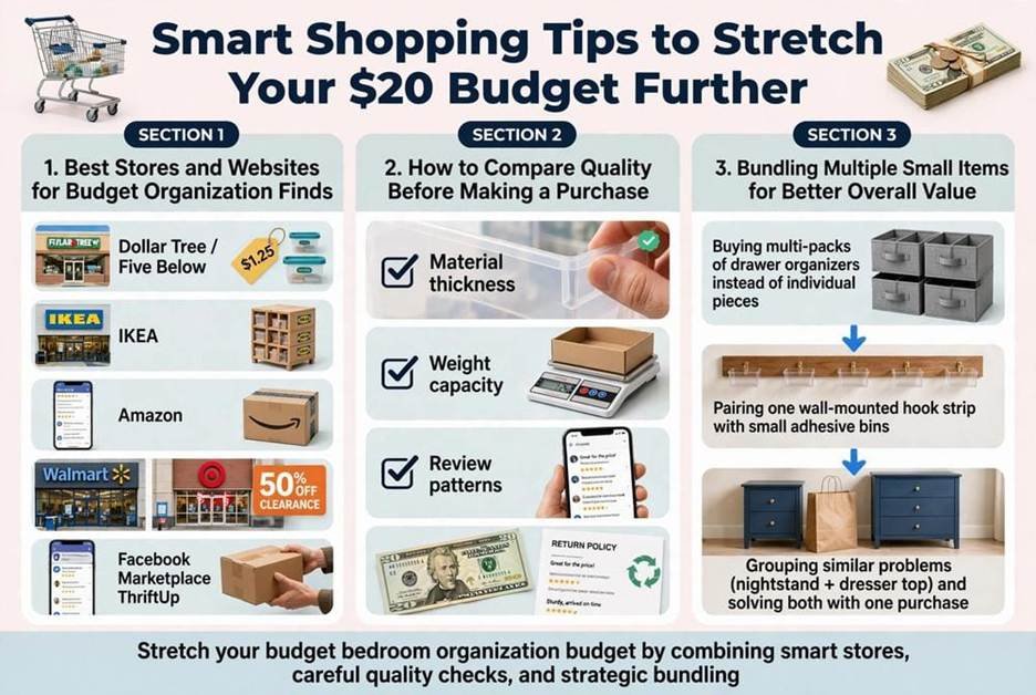 Small bedroom storage ideas budget guide with best store, quality checks, and bundling tips.