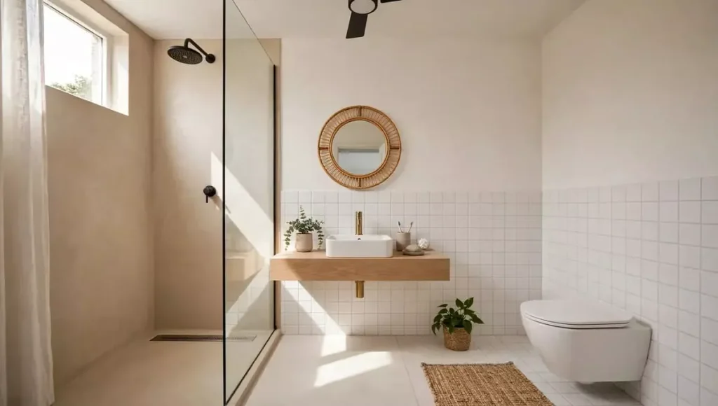 small wet room ideas on a budget with toilet opposite shower layout